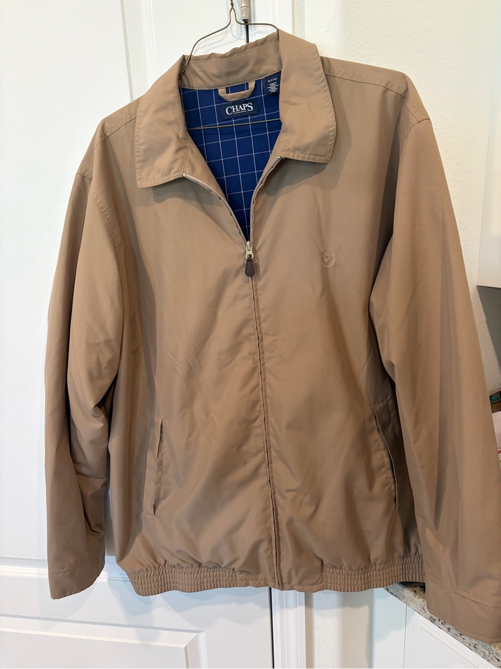 Chaps Men's Beige Lightweight Zip-Up Jacket